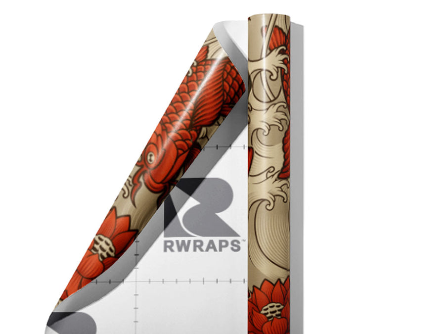 Red Koi Marine Life Wrap Film Sheets~Rwraps Series 914 Red Koi Marine Life Scrolled Sheet~3