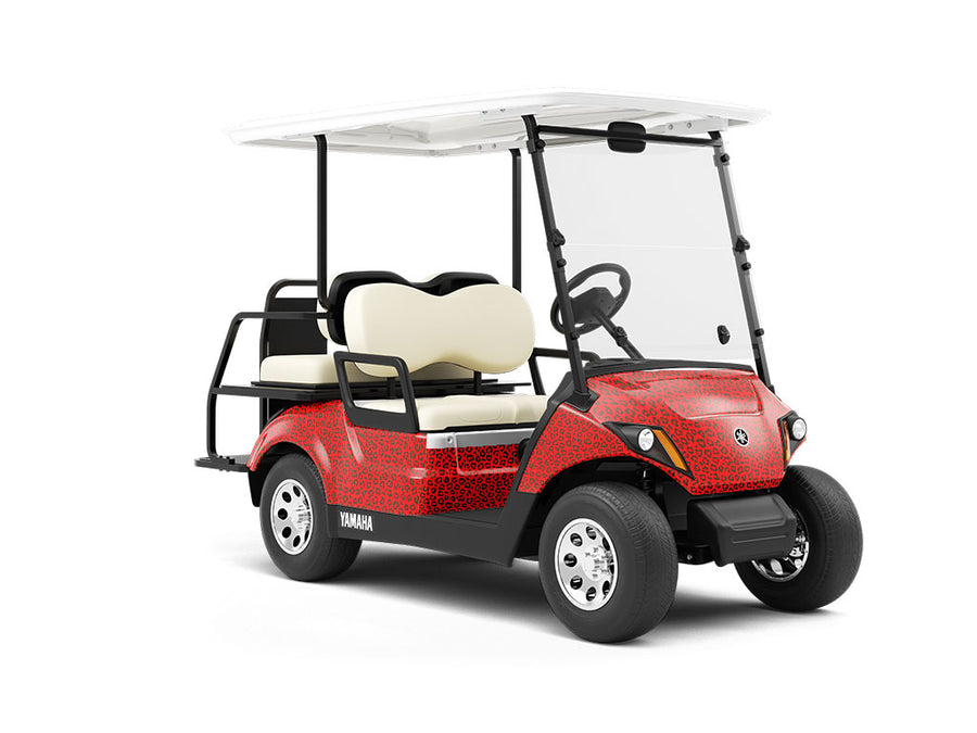 Red Leopard Wrapped Golf Cart