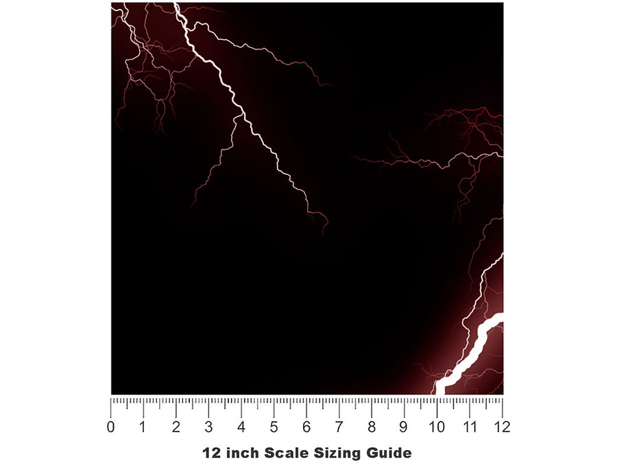 Red Name3 Lightning Vinyl Film Pattern Size 12 inch Scale~Rwraps Red Name3 Lightning Sizing Chart~3