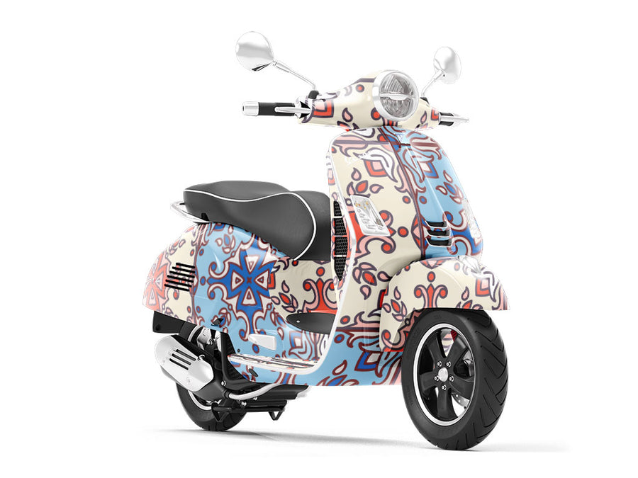 Red or Blue Tile Vespa Scooter Wrap Film