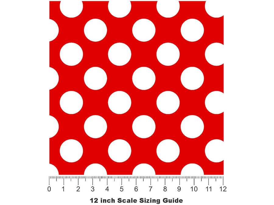 Red Scare Polka Dot Vinyl Film Pattern Size 12 inch Scale~Rwraps Red Scare Polka Dot Sizing Chart~2