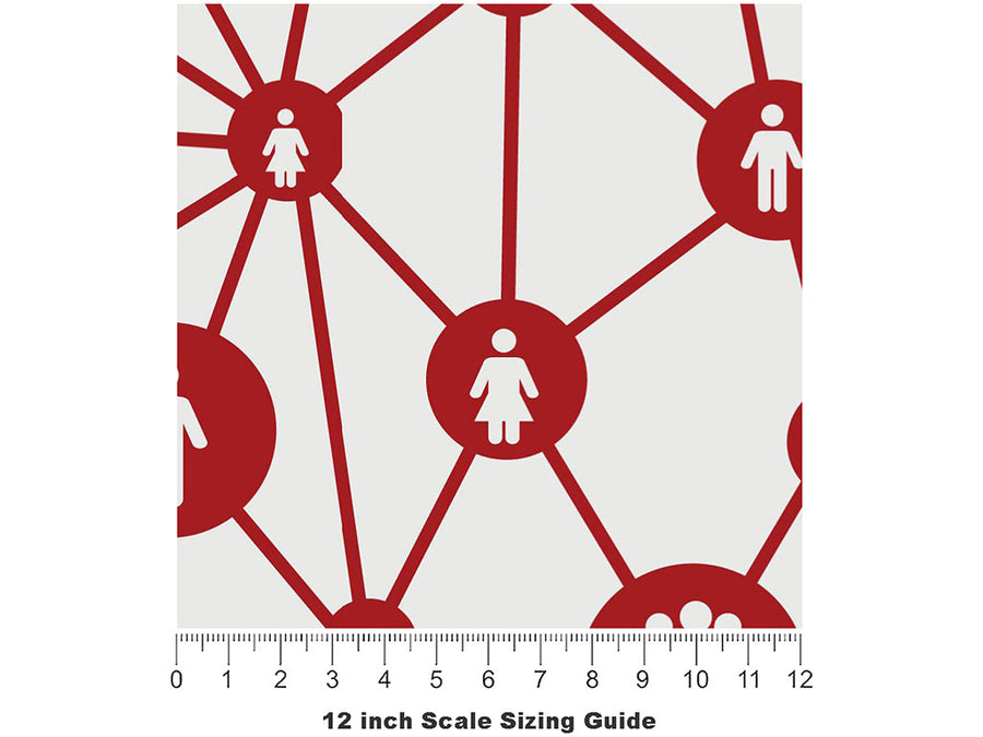 Red Social Technology Vinyl Film Pattern Size 12 inch Scale~Rwraps Red Social Technology Sizing Chart~3