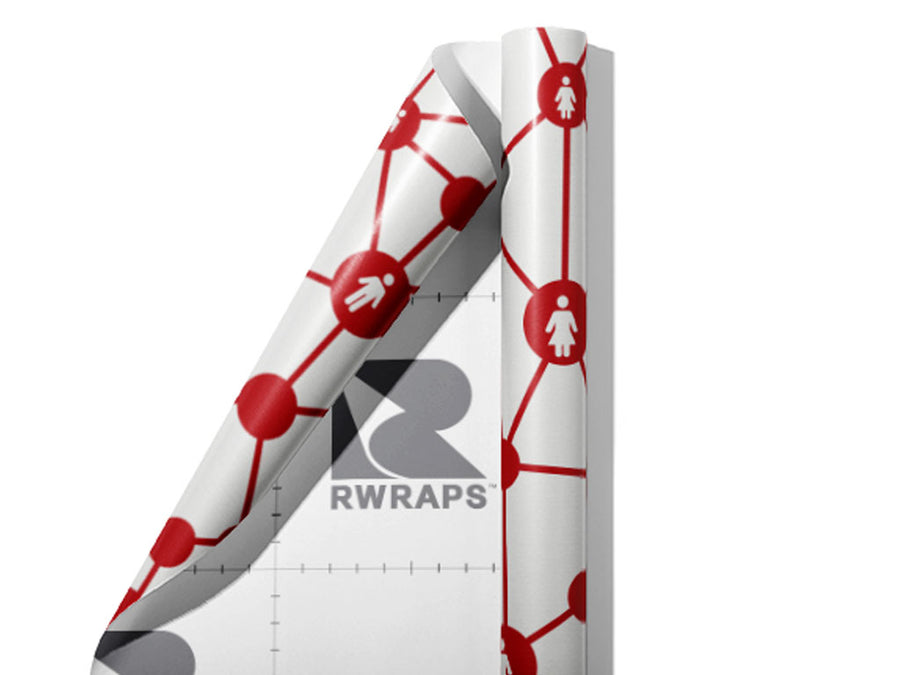 Red Social Technology Wrap Film Sheets~Rwraps Series 914 Red Social Technology Scrolled Sheet~4