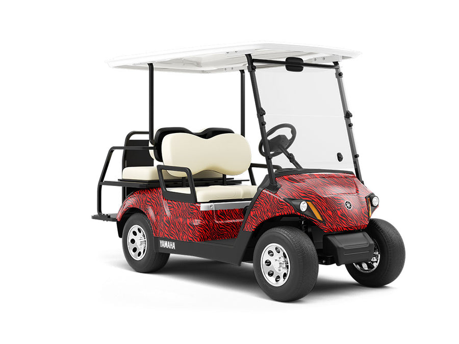 Red Tiger Wrapped Golf Cart