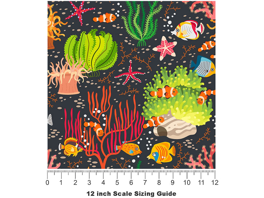 Reef Life Marine Life Vinyl Film Pattern Size 12 inch Scale~Rwraps Reef Life Marine Life Sizing Chart~2