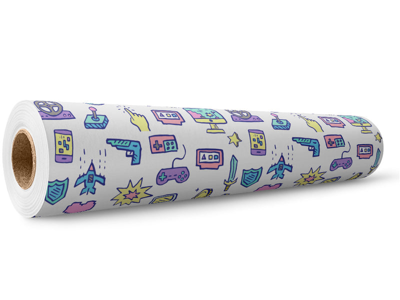 Retro Doodles Gaming Wrap Film Wholesale Roll~Rwraps Series 914 Digitally Printed Vinyl Roll~5