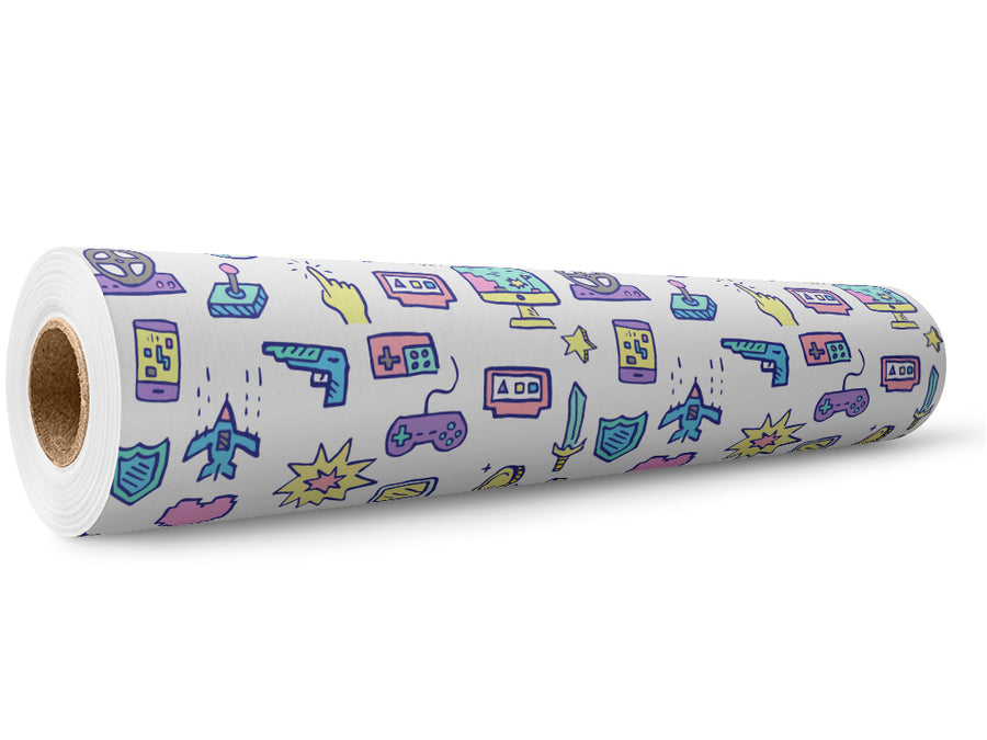 Retro Doodles Gaming Wrap Film Wholesale Roll~Rwraps Series 914 Digitally Printed Vinyl Roll~5