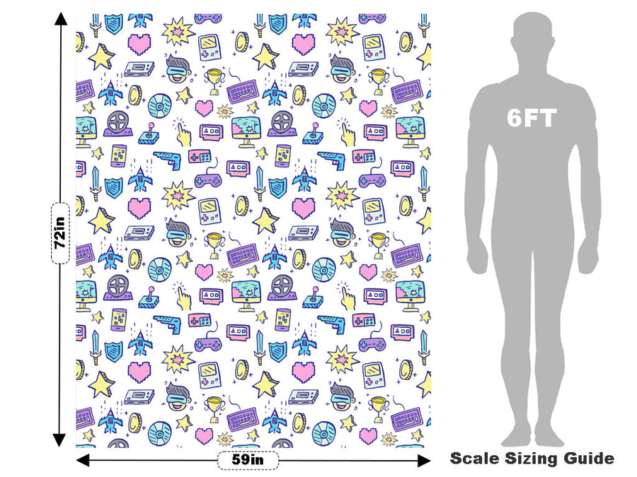 Retro Doodles Gaming Vehicle Wrap Scale~Rwraps Series 914 Retro Doodles Gaming Measurements~1