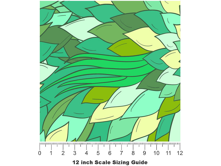 Reverend Green Floral Vinyl Film Pattern Size 12 inch Scale~Rwraps Reverend Green Floral Sizing Chart~2