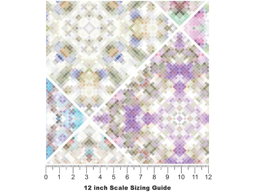 Rich Rainbow Tile Vinyl Film Pattern Size 12 inch Scale~Rwraps Rich Rainbow Tile Sizing Chart~3
