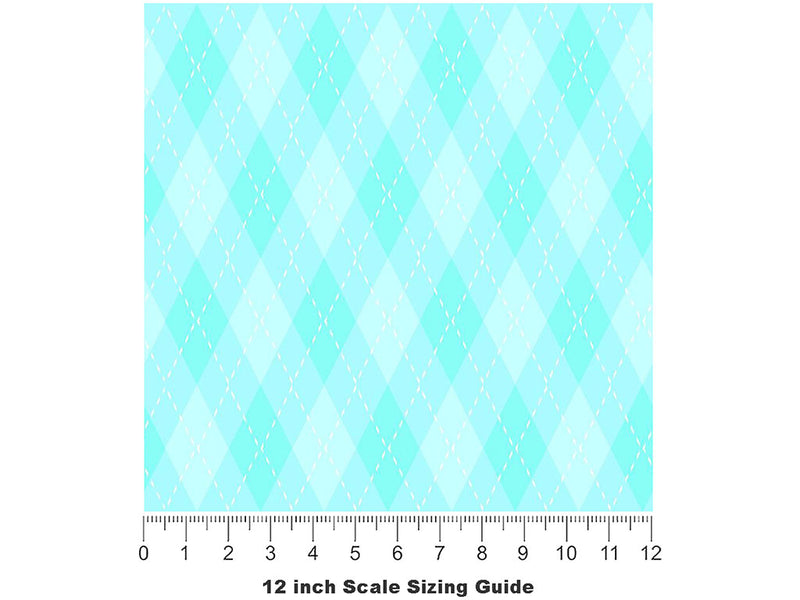 Rigid Aqua Argyle Vinyl Film Pattern Size 12 inch Scale~Rwraps Rigid Aqua Argyle Sizing Chart~2