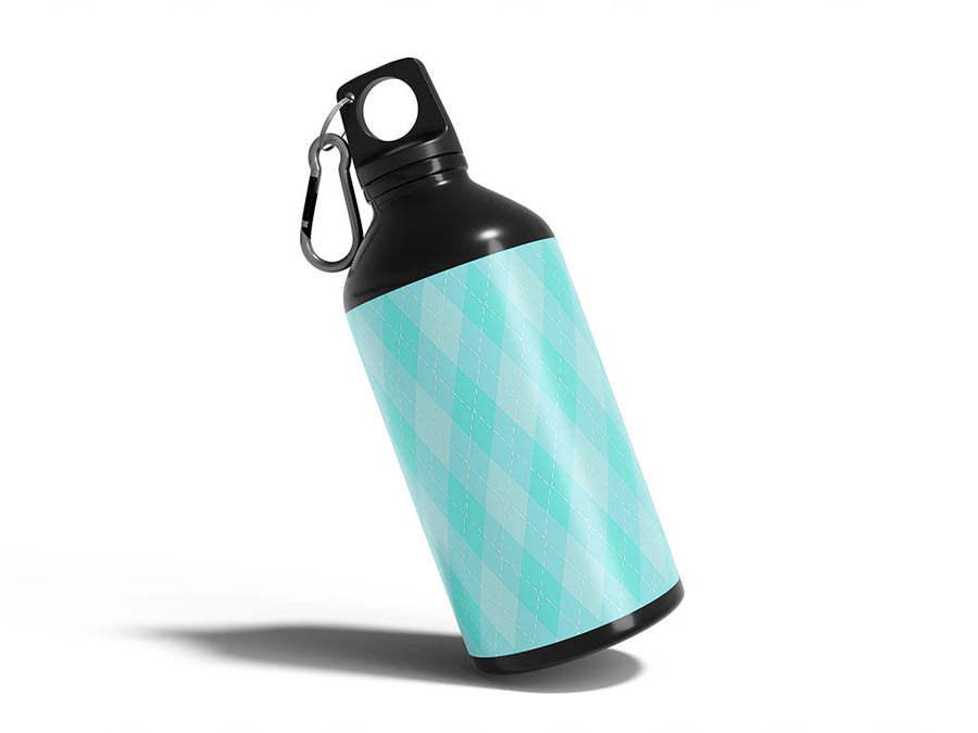 rigid aqua argyle Water Bottle DIY Stickers