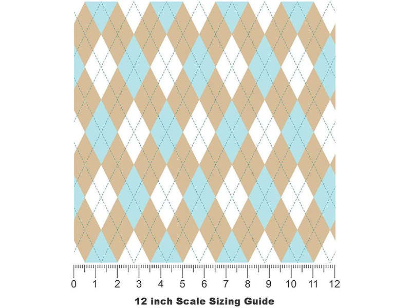 River Sandbank Argyle Vinyl Film Pattern Size 12 inch Scale~Rwraps River Sandbank Argyle Sizing Chart~2
