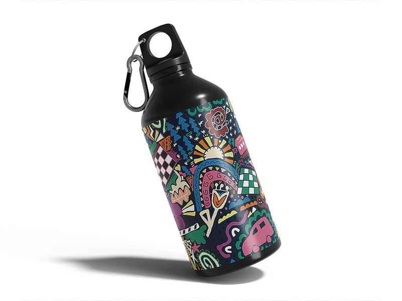 road trip mosaic Water Bottle DIY Stickers