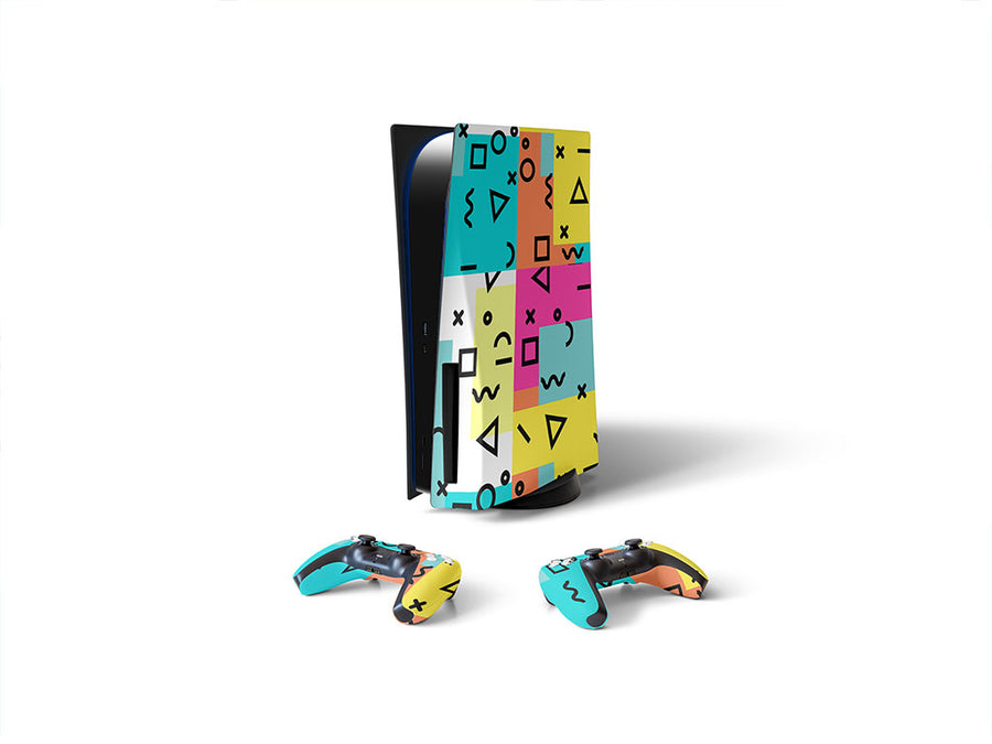 rockin memphis abstract geometric Sony PS5 DIY Skin