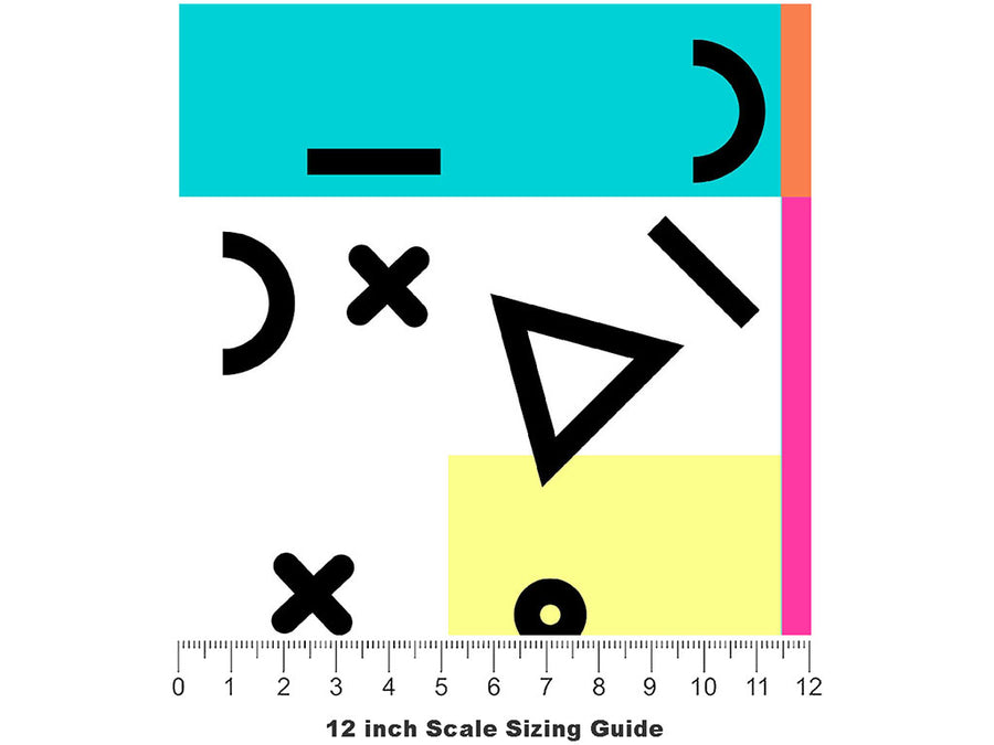 Rockin Memphis Abstract Vinyl Film Pattern Size 12 inch Scale~Rwraps Rockin Memphis Abstract Sizing Chart~2
