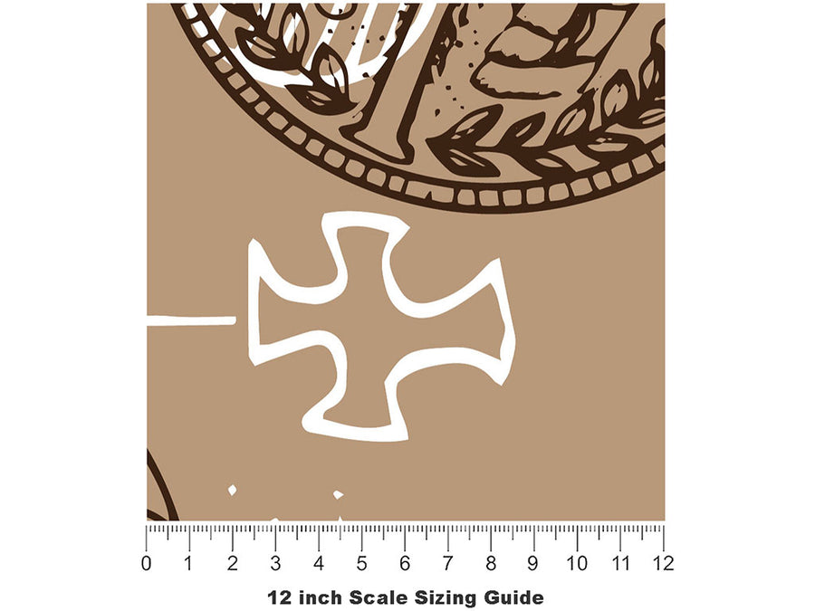Roman Medallions Mystic Vinyl Film Pattern Size 12 inch Scale~Rwraps Roman Medallions Mystic Sizing Chart~2