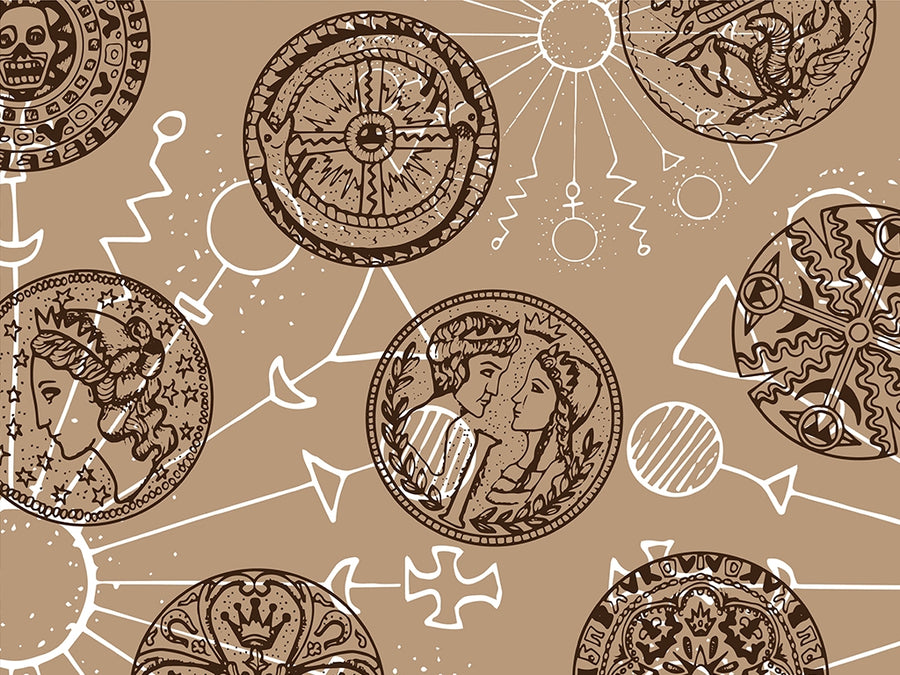 Roman Medallions Mystic Vinyl Wrap Pattern~Rwraps Series 914 Digitally Printed Vinyl Wrap~0