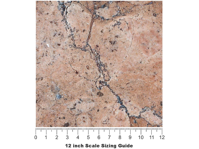 Rosado Coralito-Pink Marble Vinyl Film Pattern Size 12 inch Scale~Rwraps Rosado Coralito-Pink Marble Sizing Chart~2