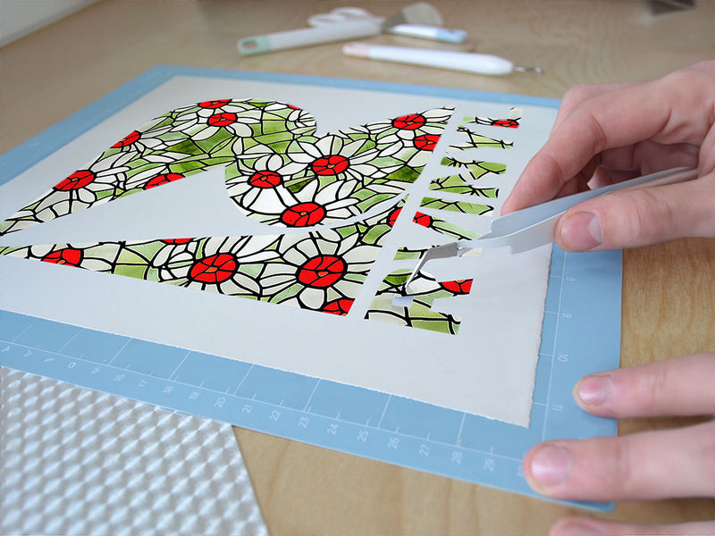 rose buds stained glass Easy Weed Craft Vinyl