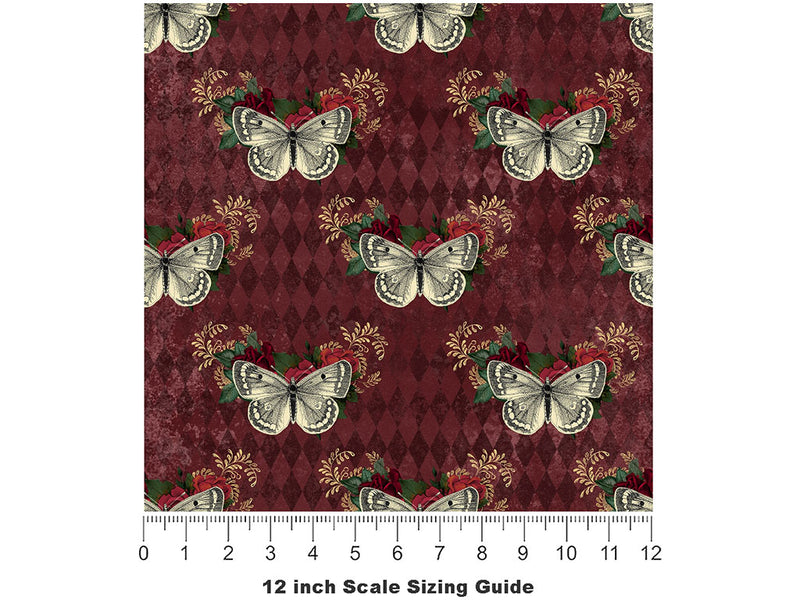 Royal Moths Gothic Vinyl Film Pattern Size 12 inch Scale~Rwraps Royal Moths Gothic Sizing Chart~2