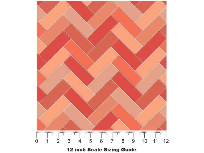 Royal Orange Brick Vinyl Film Pattern Size 12 inch Scale~Rwraps Royal Orange Brick Sizing Chart~3