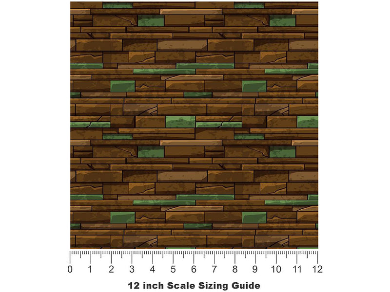 Russet Brown Brick Vinyl Film Pattern Size 12 inch Scale~Rwraps Russet Brown Brick Sizing Chart~3