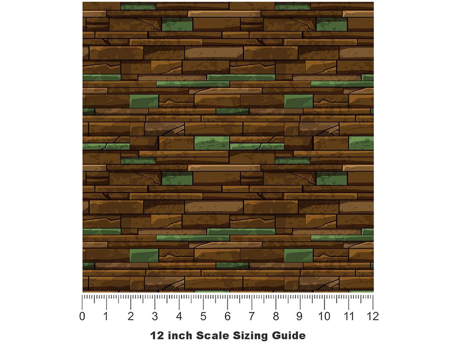Russet Brown Brick Vinyl Film Pattern Size 12 inch Scale~Rwraps Russet Brown Brick Sizing Chart~3