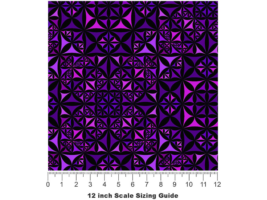 Russian Violets Mosaic Vinyl Film Pattern Size 12 inch Scale~Rwraps Russian Violets Mosaic Sizing Chart~2