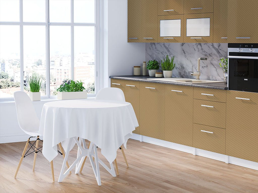 Rwraps 3D Carbon Fiber Gold DIY Kitchen Cabinet Wraps