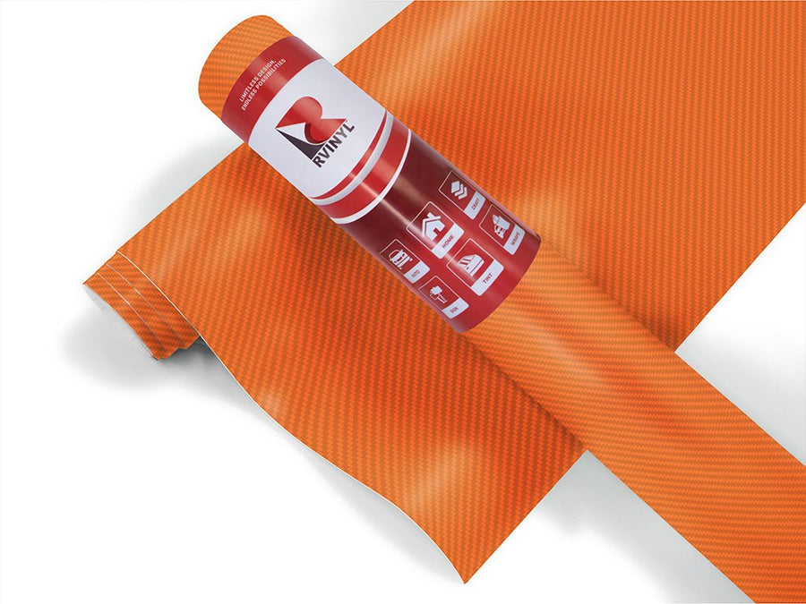 Rwraps™ 3D Carbon Fiber Orange Dishwasher Wrap Roll