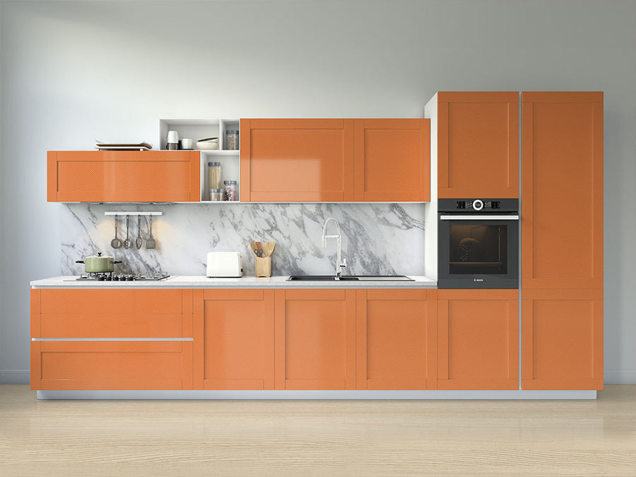 Rwraps™ 3D Carbon Fiber Orange Kitchen Cabinet Wraps