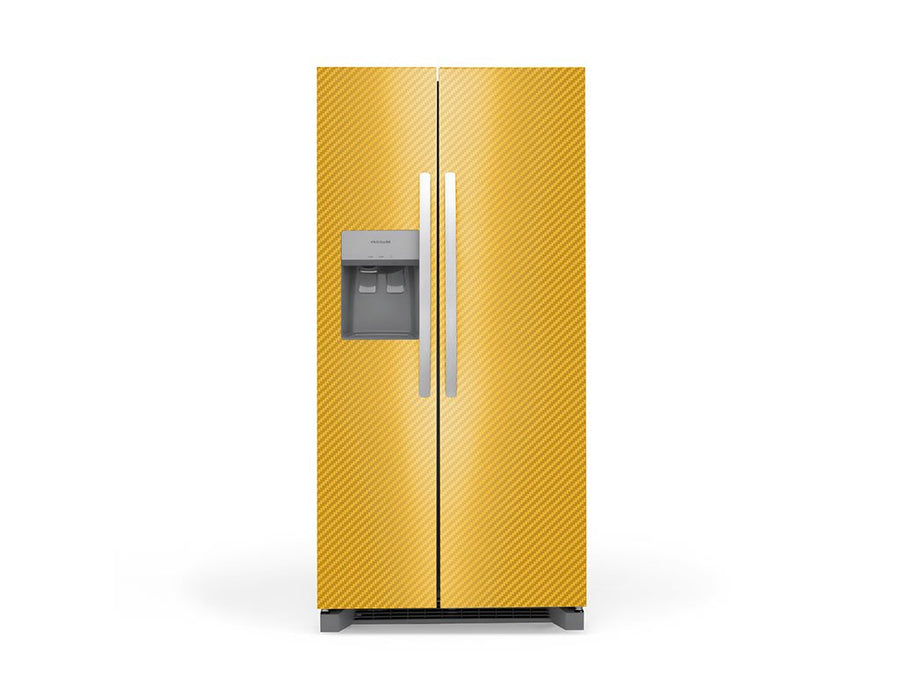 Rwraps™ 3D Carbon Fiber Yellow Refrigerator Wraps