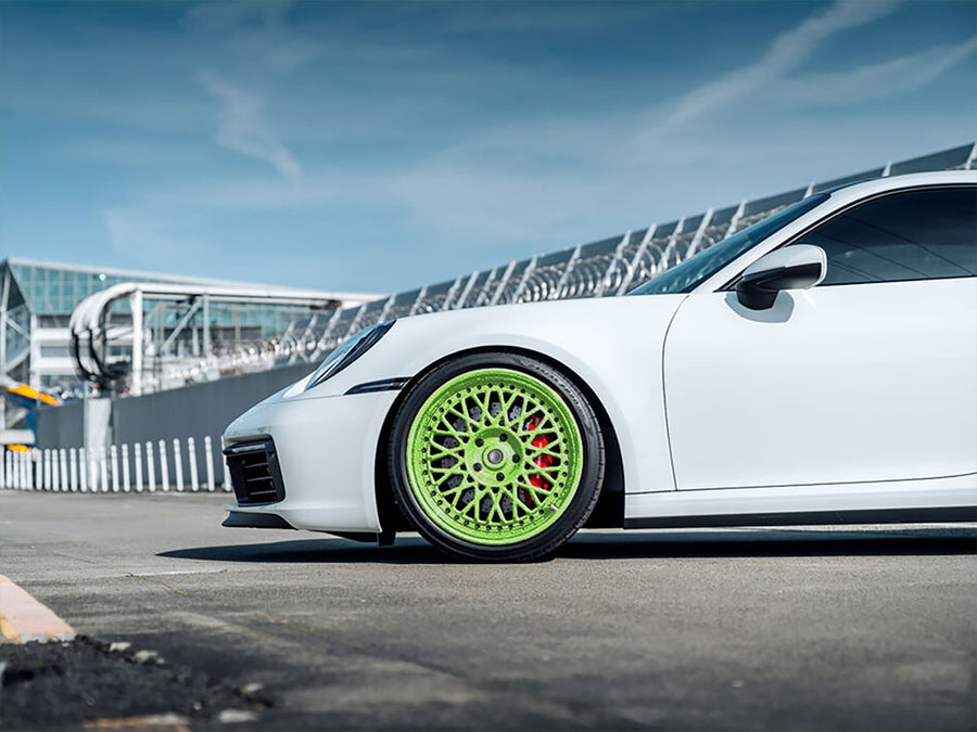 Rwraps™ 4D Carbon Fiber Green Wrapped Rim Example