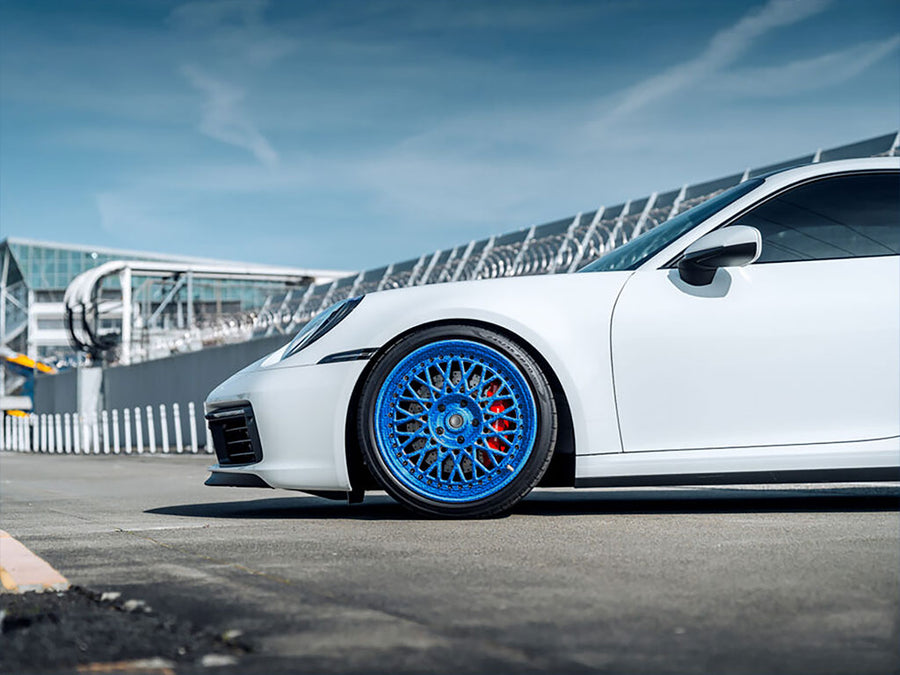 Rwraps™ 5D Carbon Fiber Epoxy Blue Wrapped Rim Example