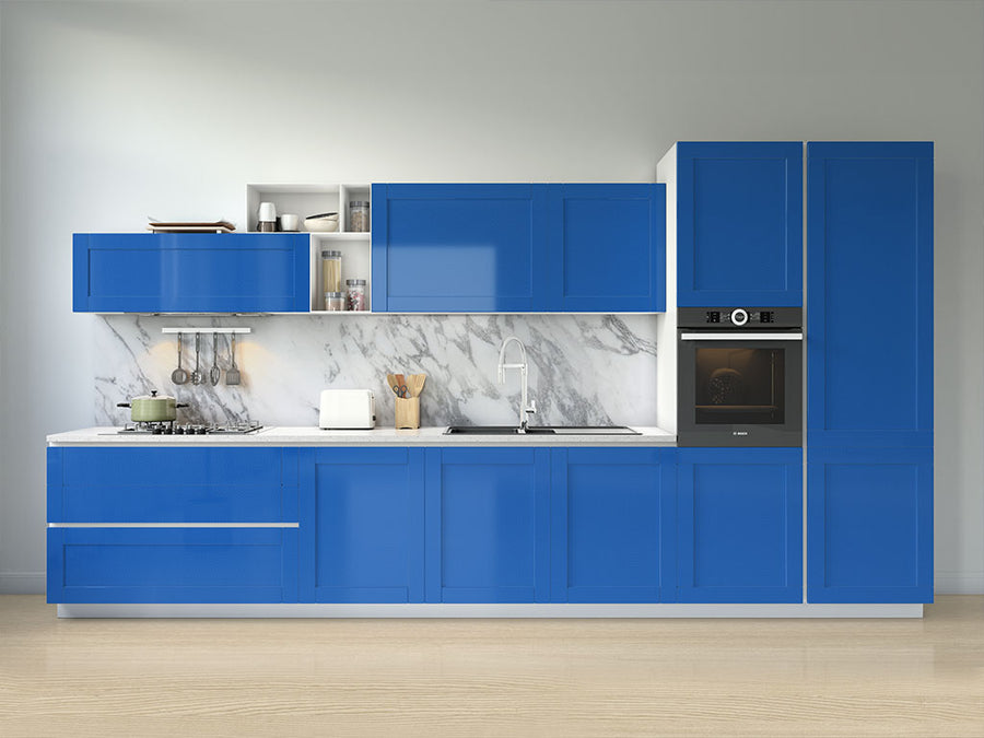 Rwraps™ 5D Carbon Fiber Epoxy Blue Kitchen Cabinet Wraps