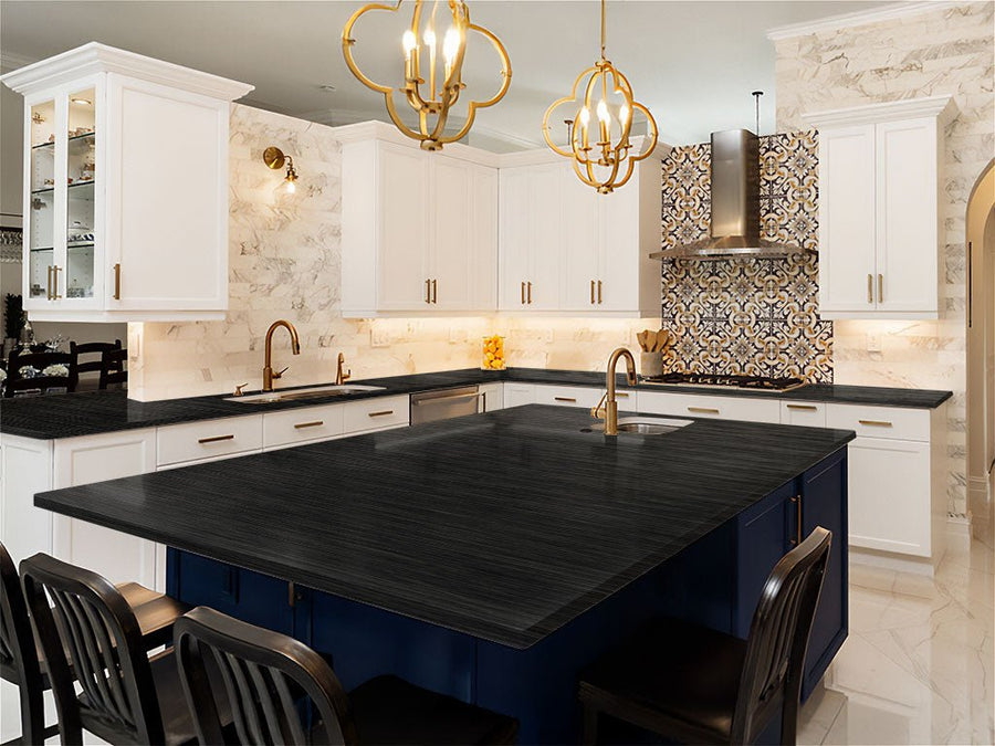 Rwraps Brushed Aluminum Black DIY Kitchen Counter Wraps