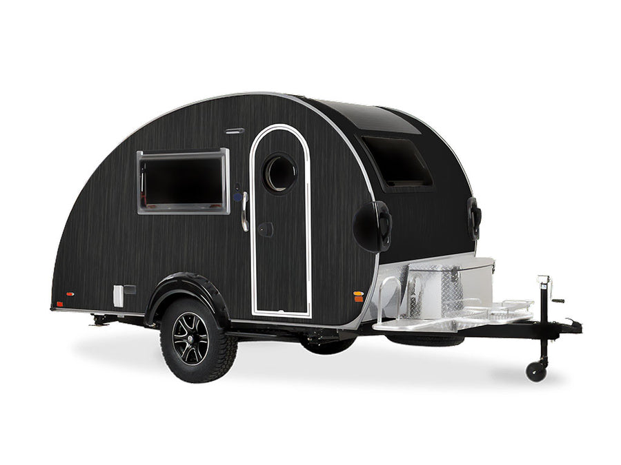 Rwraps Brushed Aluminum Black DIY Tear Drop Trailer Wraps