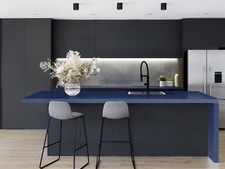 Rwraps™ Brushed Aluminum Blue Kitchen Countertop Wraps