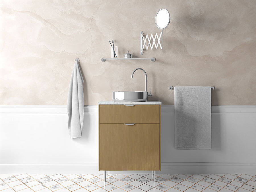 Rwraps™ Brushed Aluminum Gold Bathroom Cabinet Wraps