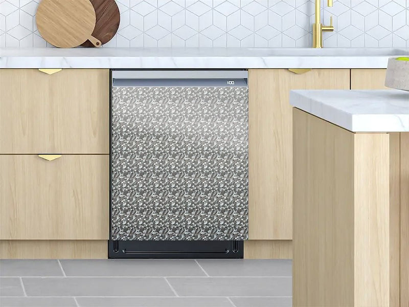 Rwraps™ Camouflage 3D Fractal Silver Custom Dishwasher Cover