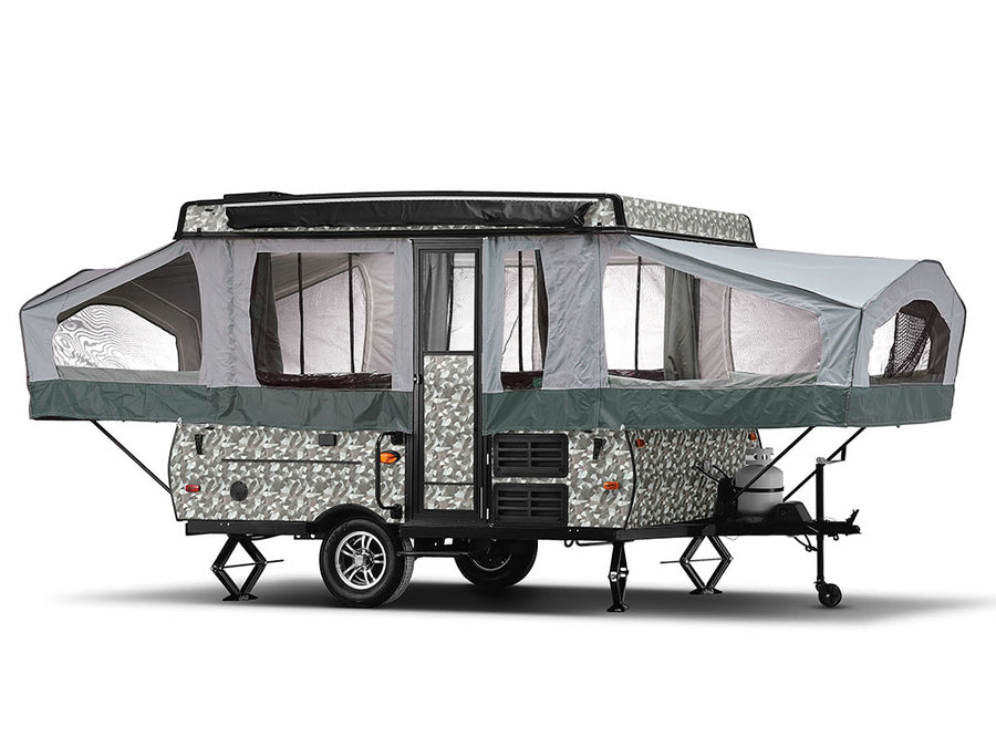 Rwraps Camouflage 3D Fractal Silver Pop-Up Camper