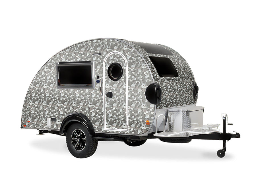Rwraps Camouflage 3D Fractal Silver DIY Tear Drop Trailer Wraps