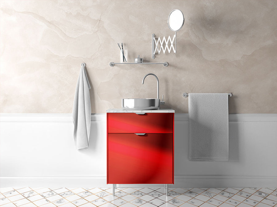 Rwraps™ Chrome Red Bathroom Cabinet Wraps