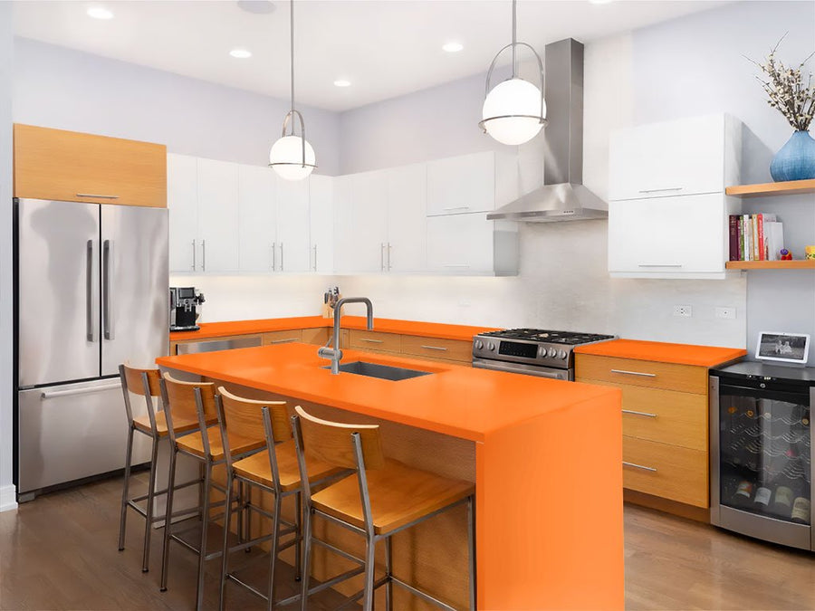 Rwraps Gloss Orange (Fire) Custom Kitchen Counter Wraps