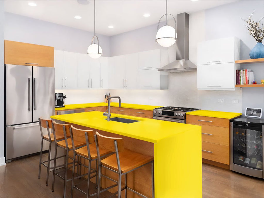 Rwraps Gloss Yellow (Maize) Custom Kitchen Counter Wraps