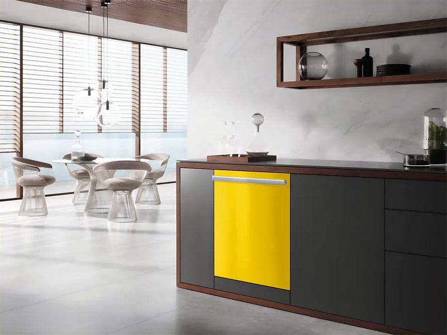 Rwraps™ Gloss Yellow (Maize) Wrapped Dishwasher Example