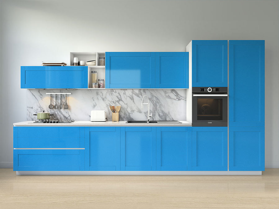 Rwraps™ Gloss Metallic Blue Kitchen Cabinet Wraps