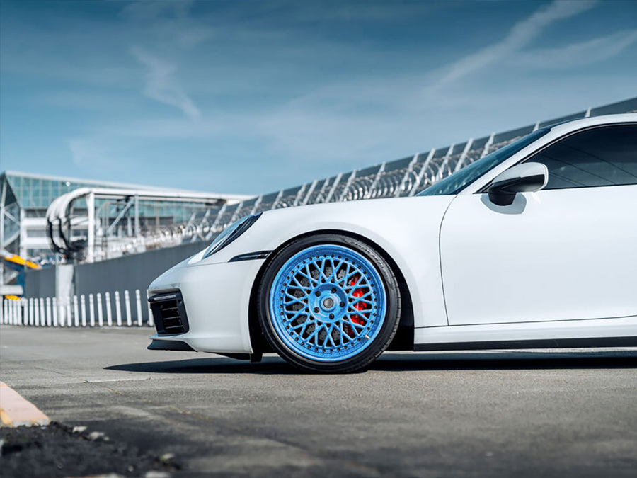 Rwraps™ Gloss Metallic Bright Blue Wrapped Rim Example