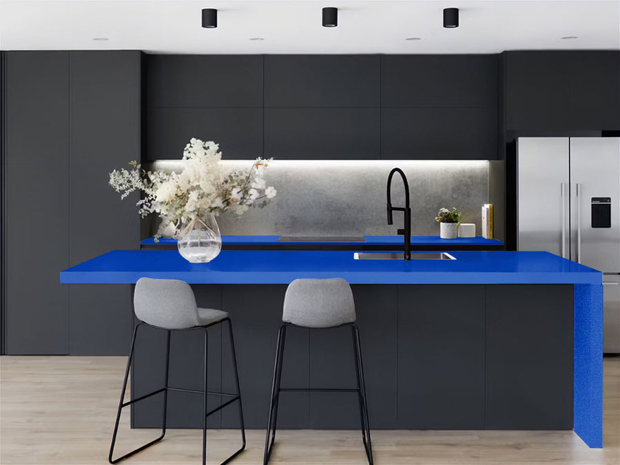 Rwraps™ Gloss Metallic Dark Blue Kitchen Countertop Wraps